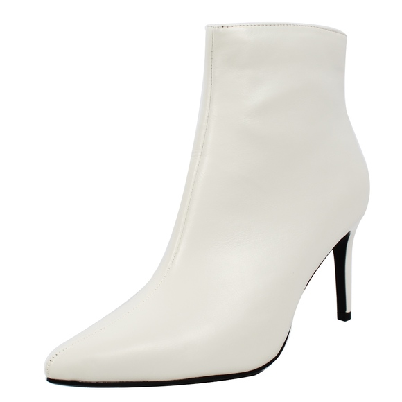 White Pointy Toe 3 1/4" Heel Ankle Boot - Picture 2 of 5